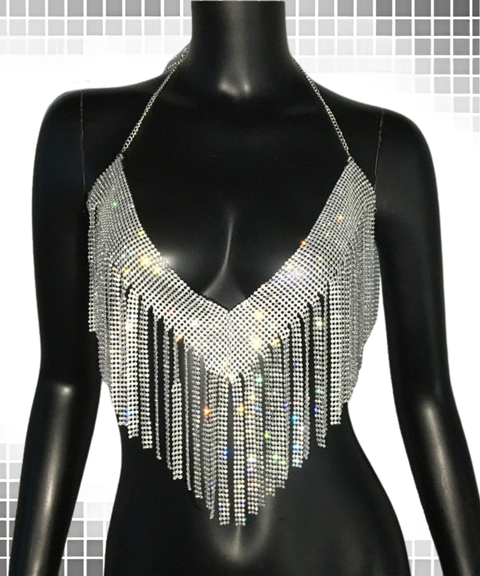Women's Sexy Clothing,Metallic rhinestone tassel party camisole top ,Nightout OOTD