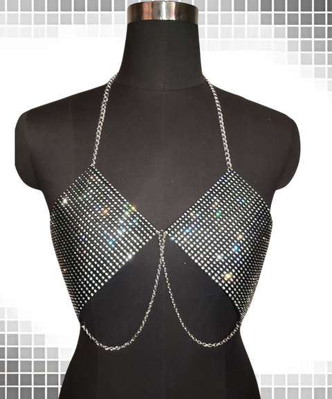 Women's Sexy Clothing, Rhinestone Fringe Chain Halter Tank Top, Nightout OOTD