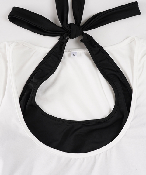 Sports and fitness long-sleeved top + halter-neck jumpsuit set