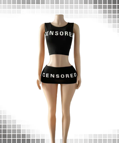 Women's Sexy Clothing, Sexy Slim Letter Print Fashion Mini Skirt & Tank Top Set, Nightout OOTD