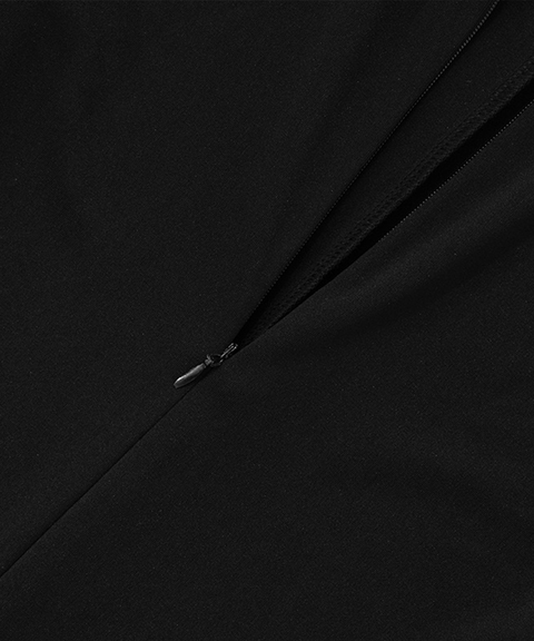 Collared Zip-Up Colorblock Split Sleeve Bodycon Jumpsuit