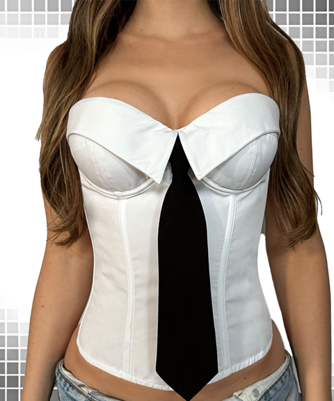 Tie Detail Preppy Strapless Top