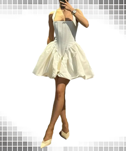 Elegant White Satin Cami Mini Dress