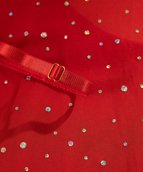 Women’s Sexy Clothing, Sexy Sequin Underwire Sheer Push-Up Slimming Dress with Gloves & Straps, Nightout OOTD