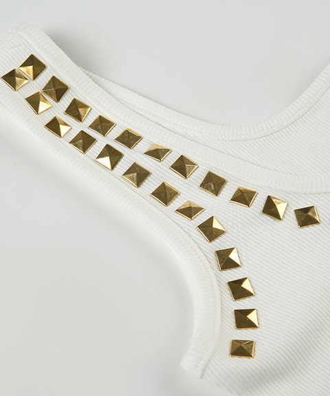 Street Style Square Metal Rhinestone Racerback Tank