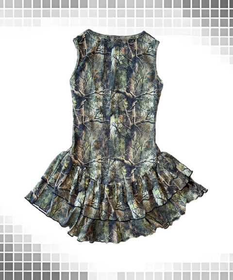 Balletcore Camouflage Slim Ruffle Skirt