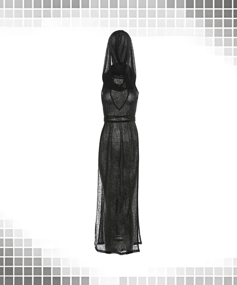 Women’s Sexy Clothing, Solid Color Hooded Hollow Knit Slim-Fit Dress, Nightout OOTD