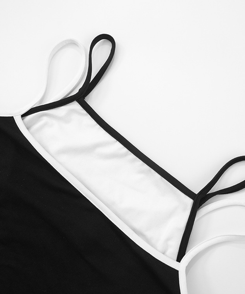 Contrast Stitching Faux Two-Piece Cami