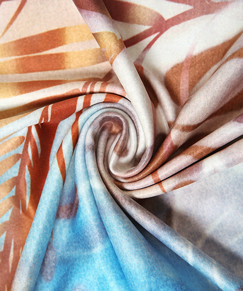 Printed Halter Twist Knot Beaded Chain Waist-Cut Ruched Bodycon Dress