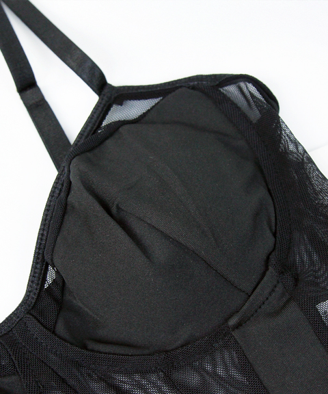 Sexy Sheer Backless Lace Mesh Patchwork Bodysuit