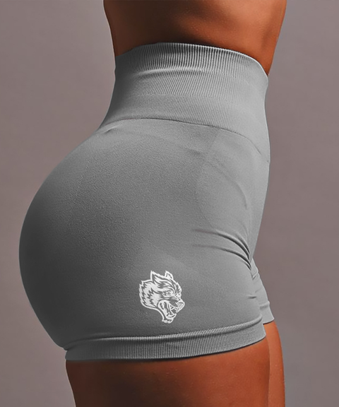 Wolf Head Print Seamless High-Stretch Knit High-Waist Yoga Butt-Lifting Shorts
