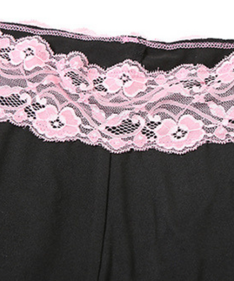 Contrast color lace paneled hooded top and casual sports pants set