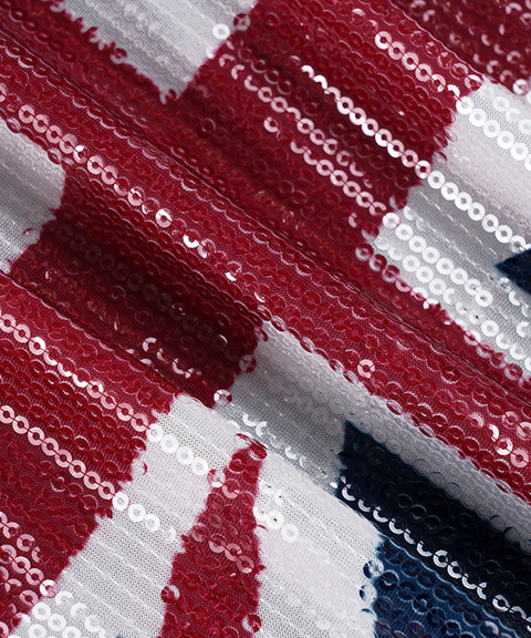 Statement Streetwear Sexy Flag Sequin Patchwork Colorblock Bodycon Dress