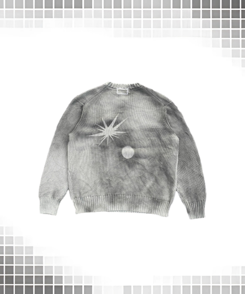 Dark Aesthetic “Surrender” 3D Graphic Star Embroidered Patchwork Sweater