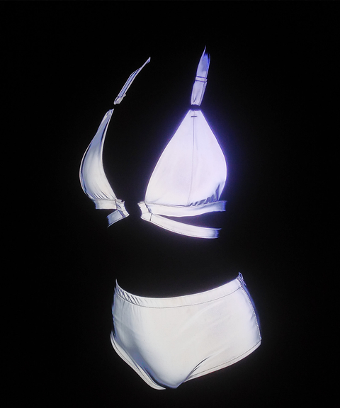 Women's Sexy Clothing, Sexy O-Ring Strappy Iridescent Reflective Bikini, Nightout OOTD