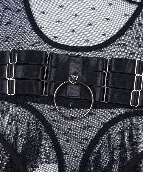 Women's Sexy Clothing, Ultra-Thin Soft Mesh See-Through No-Take-Off Sexy Polka Dot Seductive Bodysuit, Nightout OOTD