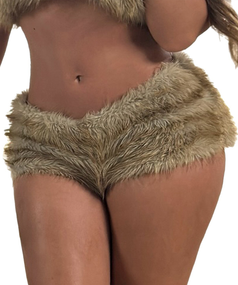 Sexy Hot Girl Solid Fuzzy Street Style Wild Basic Casual Shorts