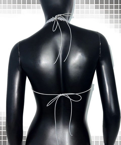 Women’s Sexy Clothing, Starry Sequin Halter Top Festival Hot Girl Outfit Rhinestone Fishnet Cami, Nightout OOTD