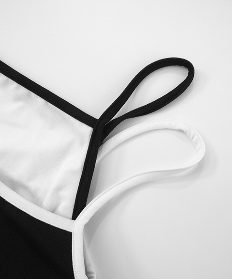 Contrast Stitching Faux Two-Piece Cami