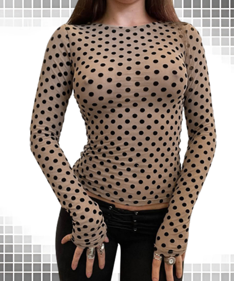 Polka Dot Sheer Tight-Fit Versatile Base Layer Top