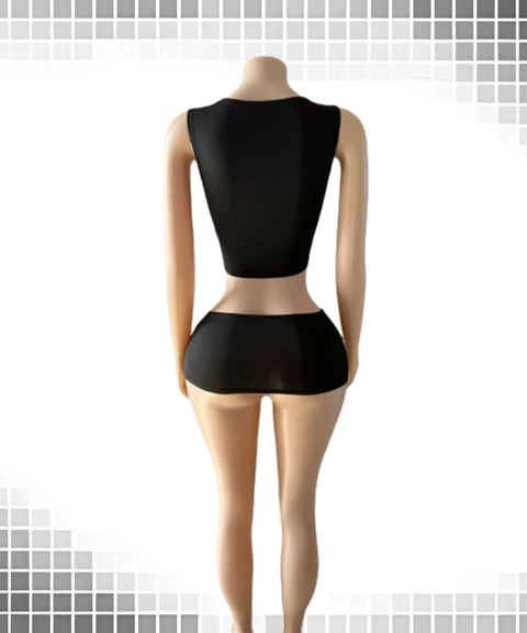 Women's Sexy Clothing, Sexy Slim Letter Print Fashion Mini Skirt & Tank Top Set, Nightout OOTD