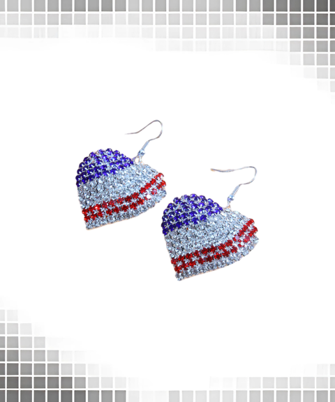 Independence Day Rhinestone Flag Star Pendant Earrings