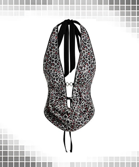 Women’s Sexy Clothing, Leopard Sequin Tie-Up Backless Halter Waist-Cinching Top, Nightout OOTD