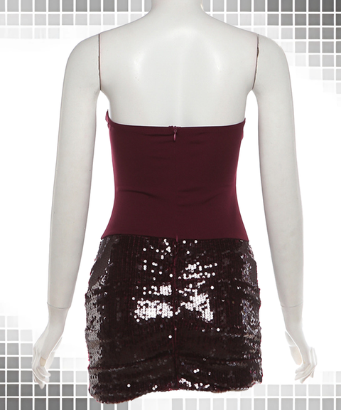 Sequin Strapless Backless Slim Bodycon Dress, Nightout OOTD