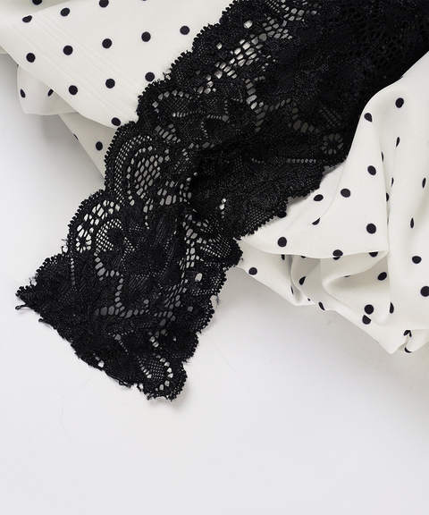 Polka Dot Lace Tie-Up Ruffle Mini Skirt