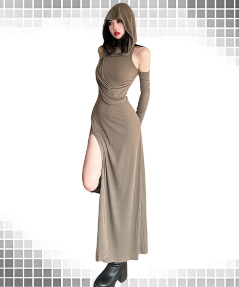 Wasteland style hooded midi dress with sleeves
