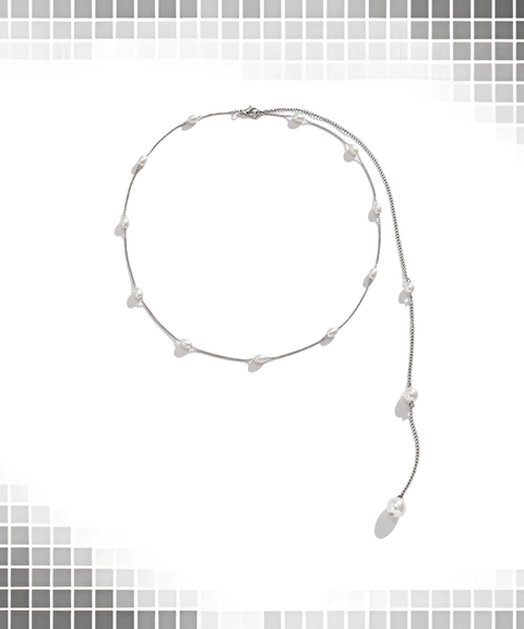 Imitation Pearl Chain Tassel Back Necklace
