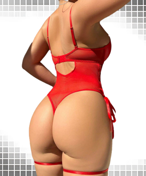 Women’s Sexy Clothing, PU & Mesh Patchwork See-Through Erotic Lingerie, Nightout OOTD