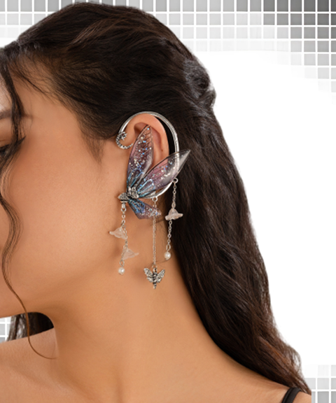 Tassel Butterfly Wing Ear Clips