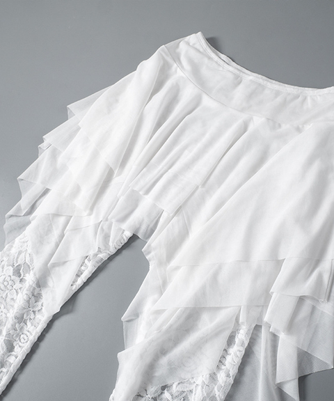 Mesh & Lace See-Through Skirt Pants