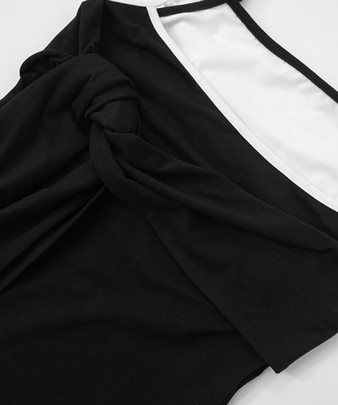 Contrast Stitching Faux Two-Piece Cami