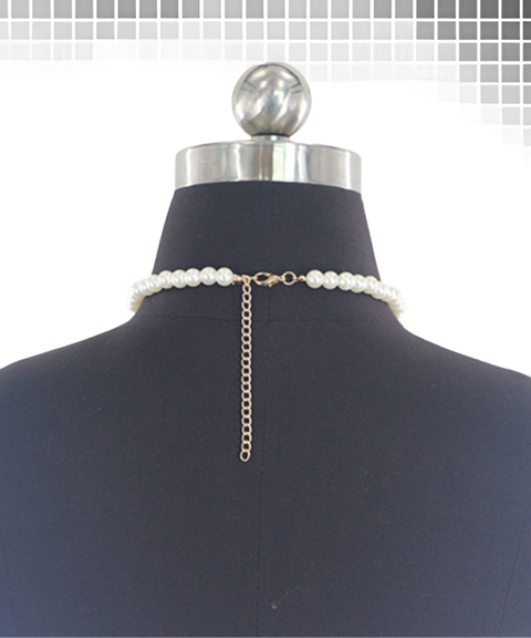 Minimalist Chunky Pure White Pearl Chain Halter Necklace Fashion Accessory
