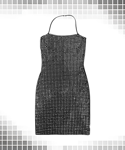 Sexy Halter Rhinestone Off-Shoulder Bodycon Dress