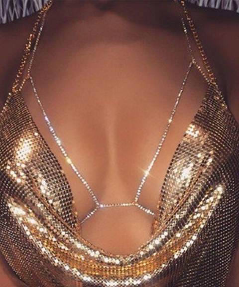 Rhinestone Halter Crystal Bra Chain