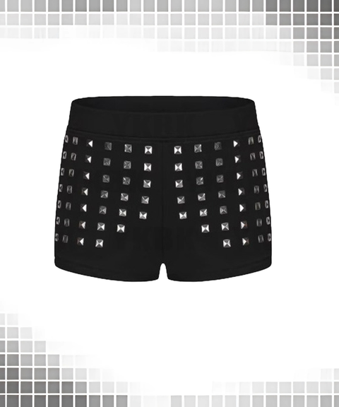 Cross Rhinestone High-Waist Slimming Elastic Shorts