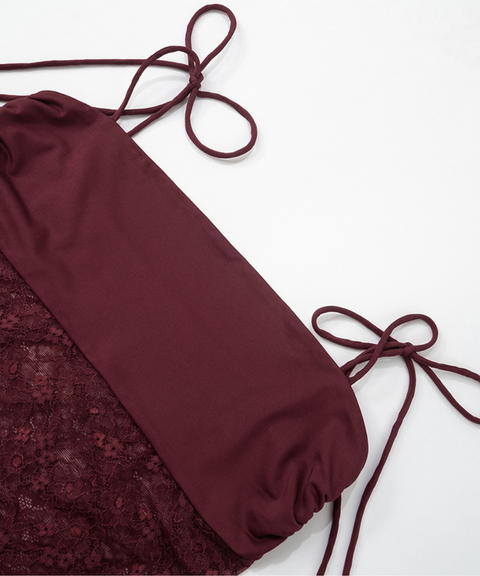 Lace panel suspender strap waistless dress