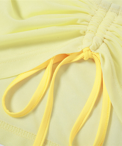 One-shoulder long-sleeved drawstring skirt two-piece set