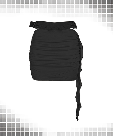 Waist-Cinching Cutout Leather Hip-Hugging Set with Harness Belt