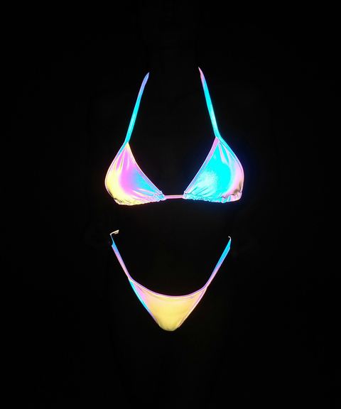 Women's Sexy Clothing, Iridescent Reflective Bikini, Nightout OOTD