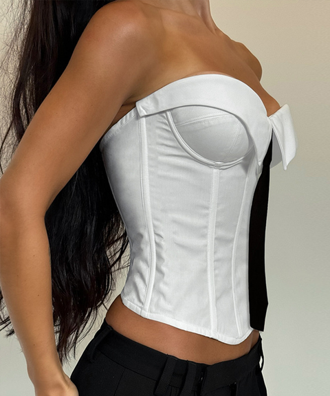Tie Detail Preppy Strapless Top