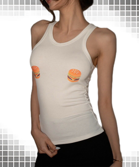 Burger Pizza Print Tank Top