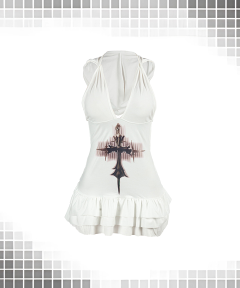 Solid Sleeveless Printed Hooded Sexy Backless Bodycon Mini Dress