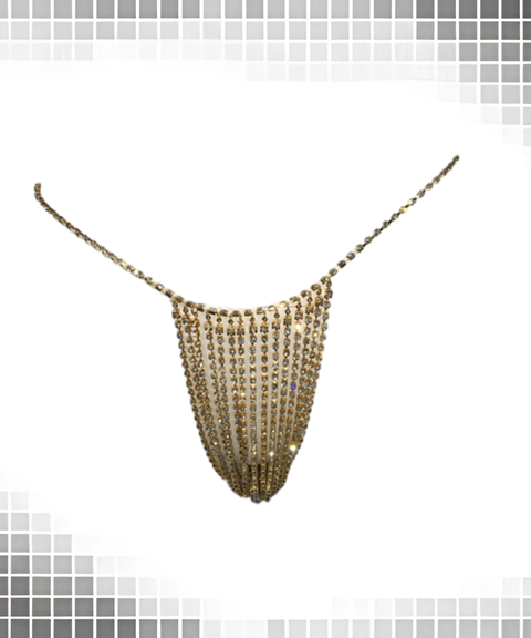 Rhinestone Waist Chain Multi-Layer Tassel Sparkling Bikini Set with Crystal Chain Thong