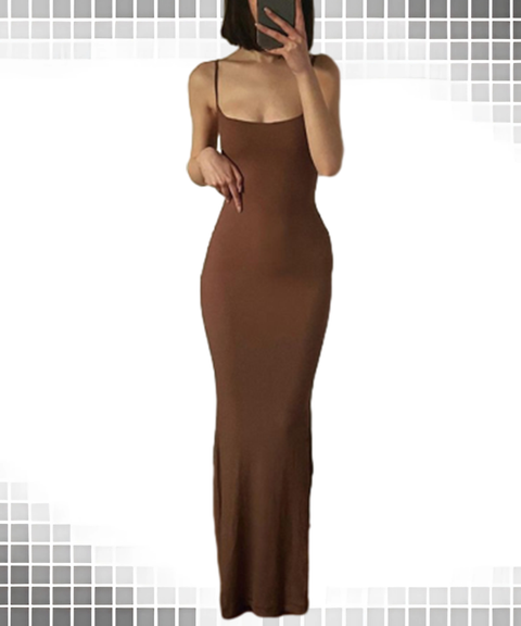 Fitted Hip-Hugging Cami Fishtail Dress with Optional Sleeves