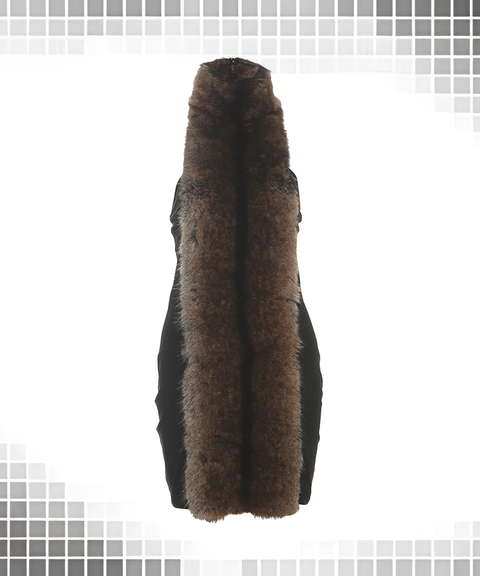 Halter Backless Fuzzy Patchwork Colorblock Bodycon Dress,