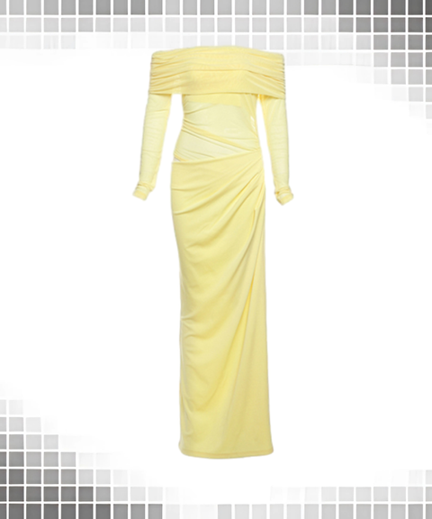 Elegant Sheer Mesh Off-Shoulder Maxi Dress